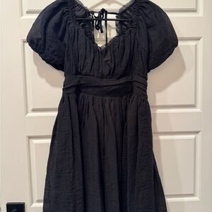 Chic Black Puff Sleeve Mini Dress